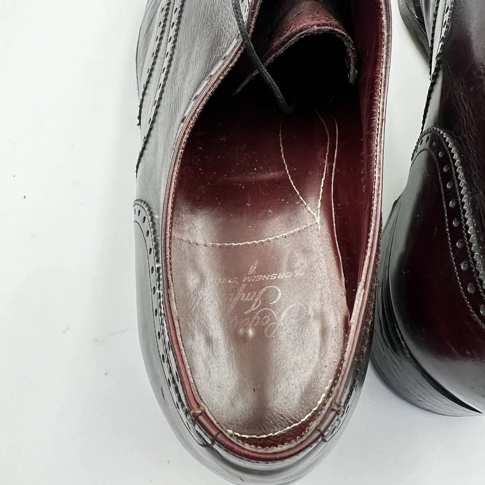 VTG Florsheim Royal Imperial Mens 10D Wingtip Leather Burgundy Brown Dress Shoes